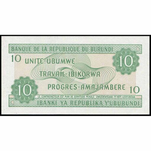 Burundi - P33d (2) - 10 Francs - Imagen 2
