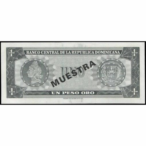 República Dominicana - P99s3 - 1 Peso Oro (Specimen) - Imagen 2
