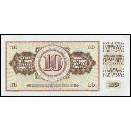 Yugoslavia - P87b - 10 Dinara - Imagen 2