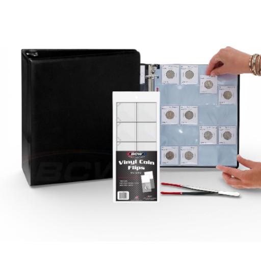 Pack Numismático para monedas archivador + hojas para 400 flips + 100 flips + pinzas de regalo