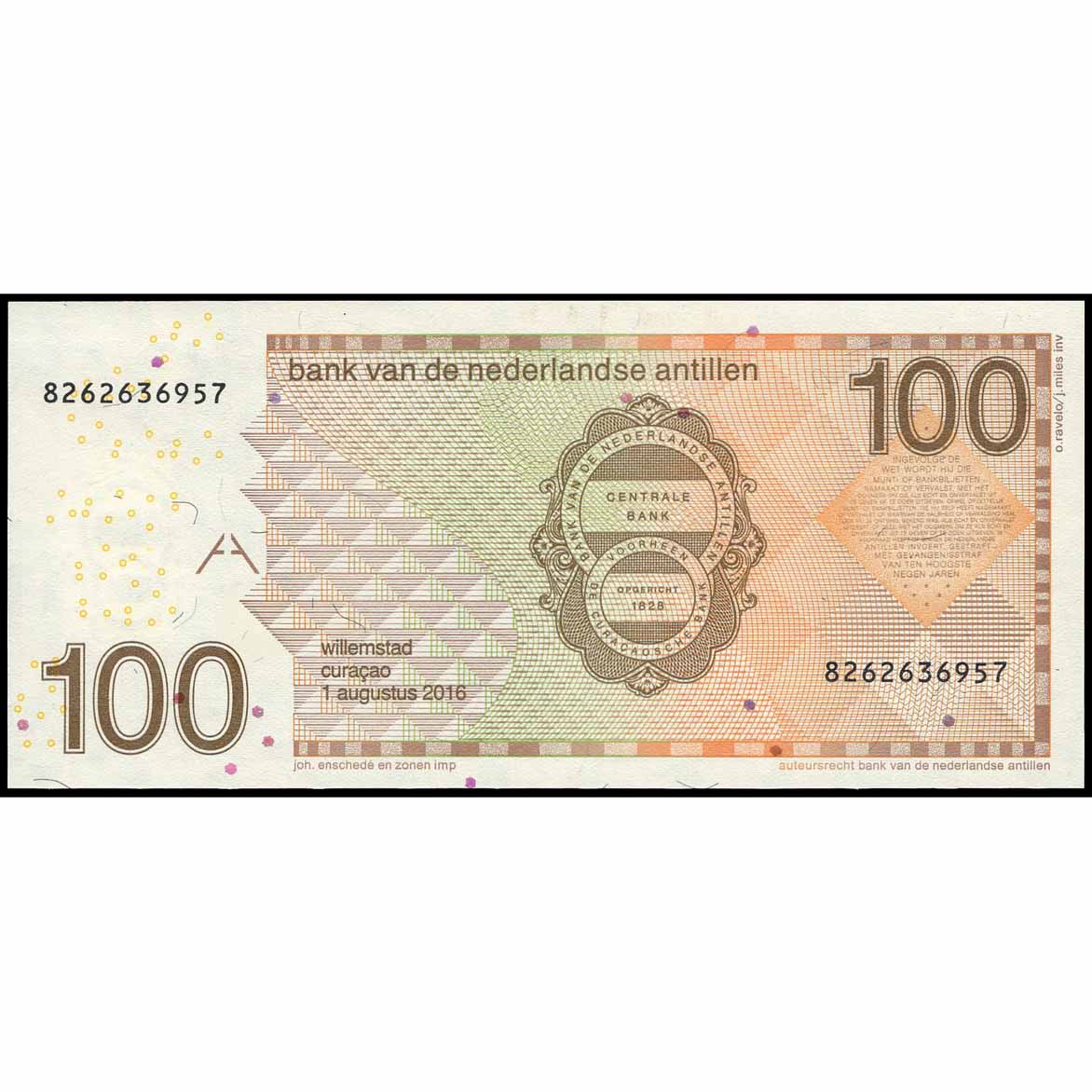 Antillas Holandesas - P31h - 100 Gulden - Imagen 2